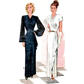 1940s Sewing Pattern, Wrap & Draped Evening Dress - Bust: 36” (91.5cm)