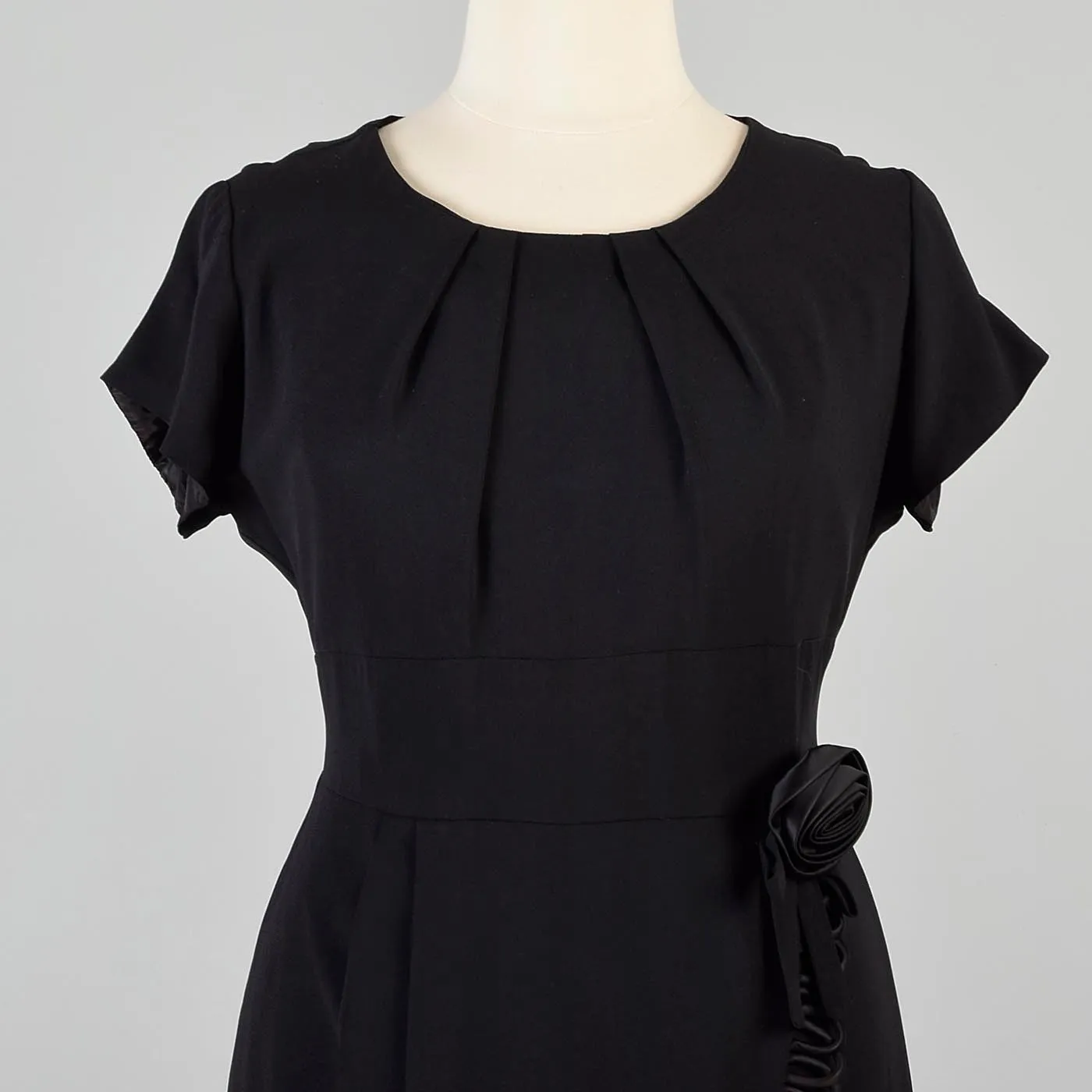 1960s Black Cocktail Dress with Faux Wrap Skirt