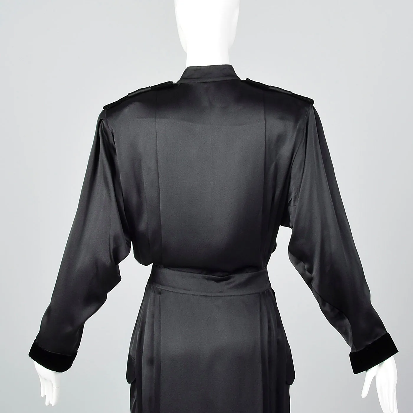 1980s Black Silk Wrap Dress