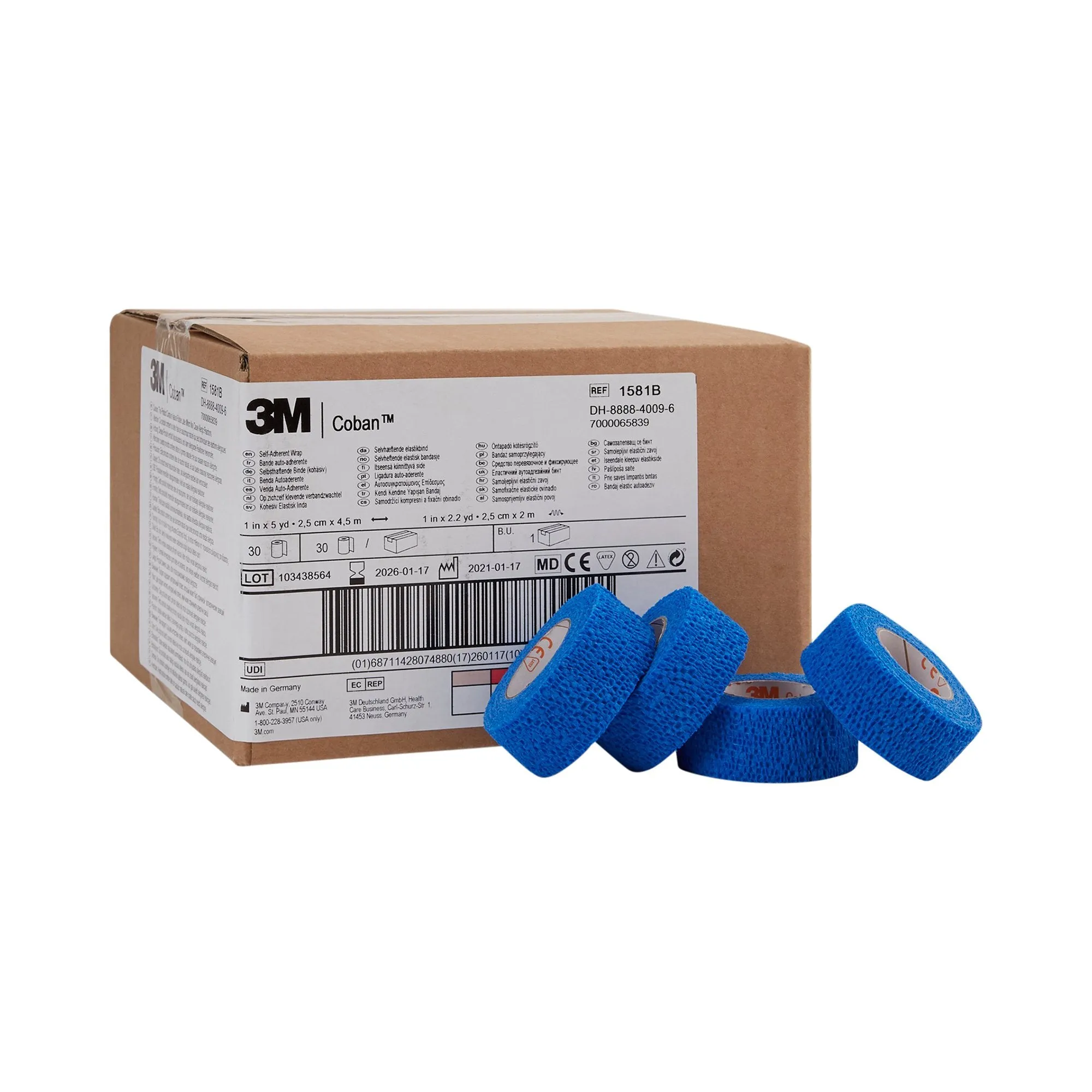 3M™ Coban™ Self-adherent Closure Cohesive Bandage, 1 Inch x 5 Yard