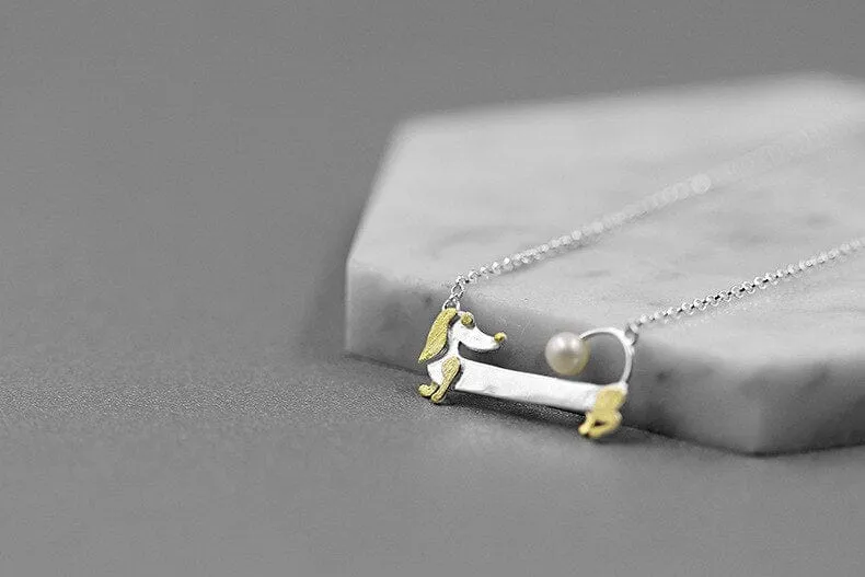 925 Sterling Silver Dachshund Necklace