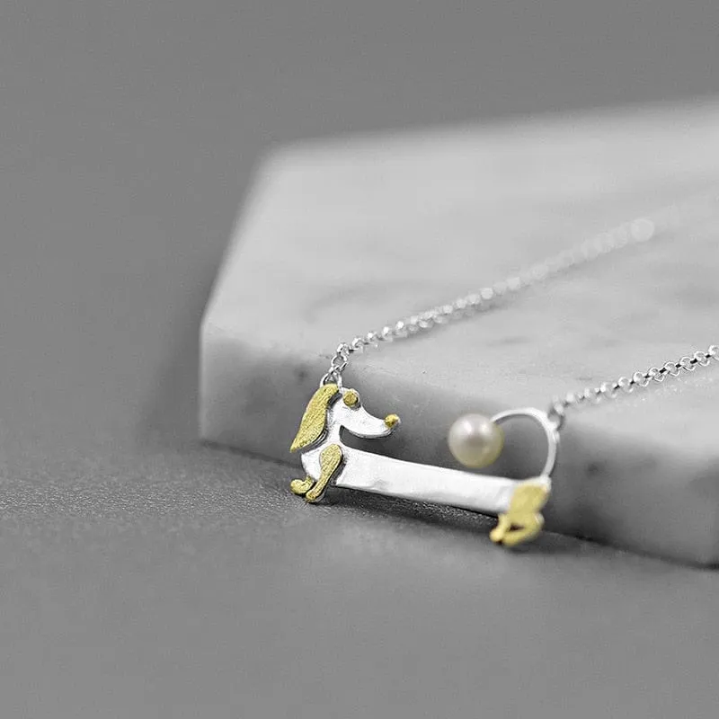 925 Sterling Silver Dachshund Necklace