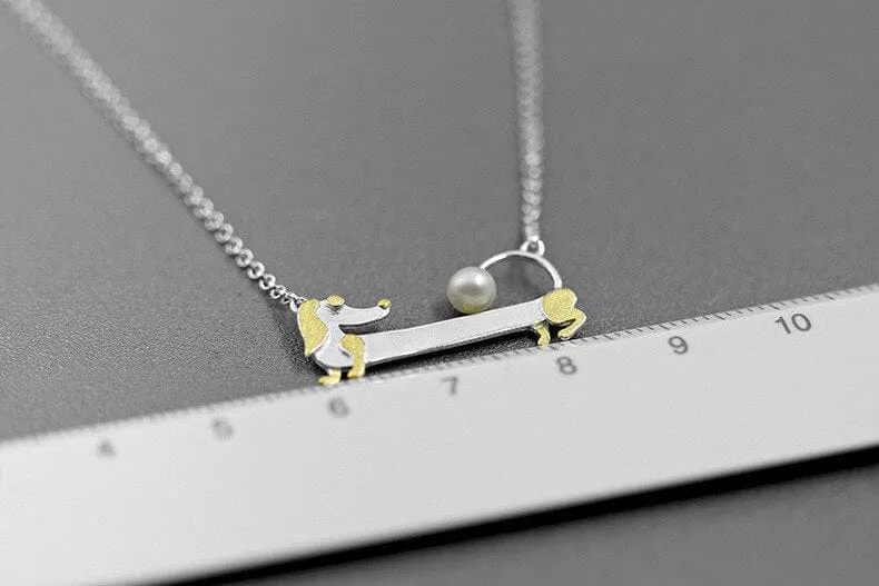 925 Sterling Silver Dachshund Necklace