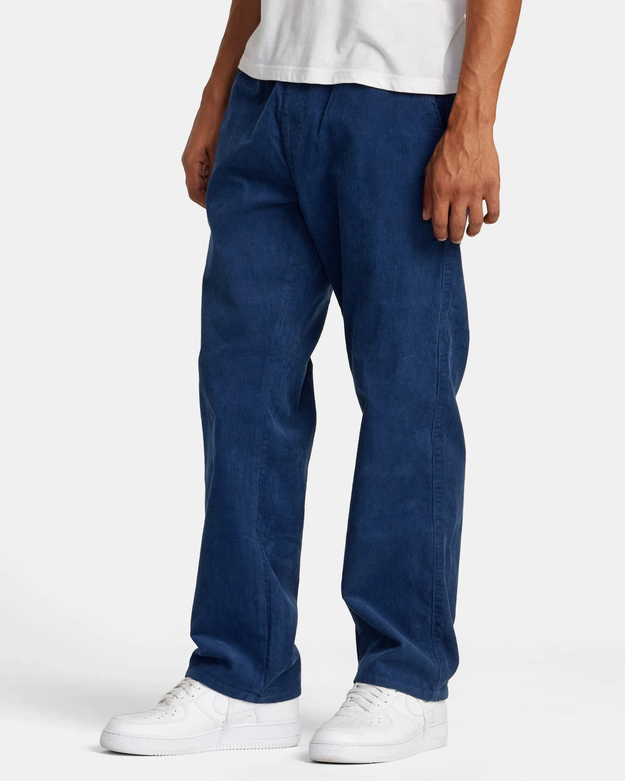 Americana Elastic Waist Cord Pants - Dark Denim