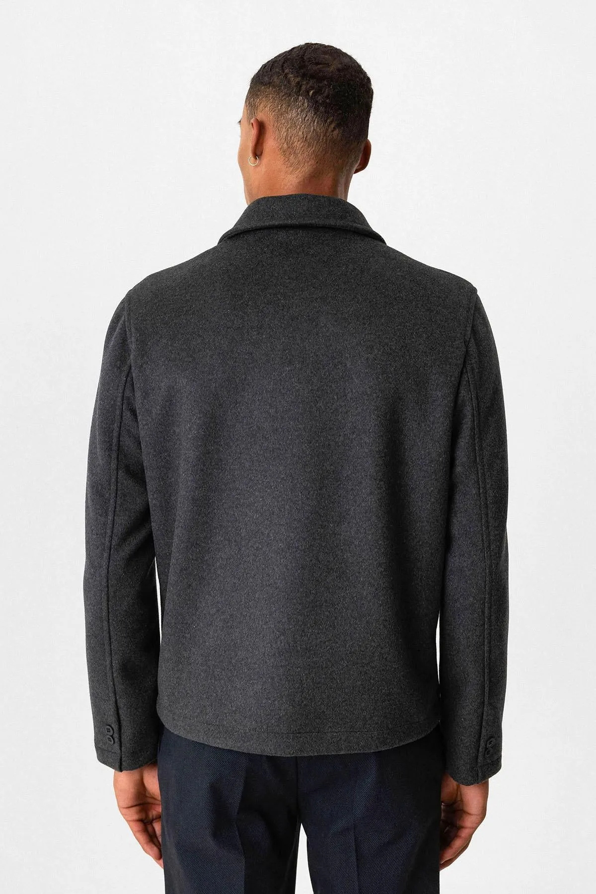 Anthracite Wool-Blend Seasonal Men's Jacket - Wessi