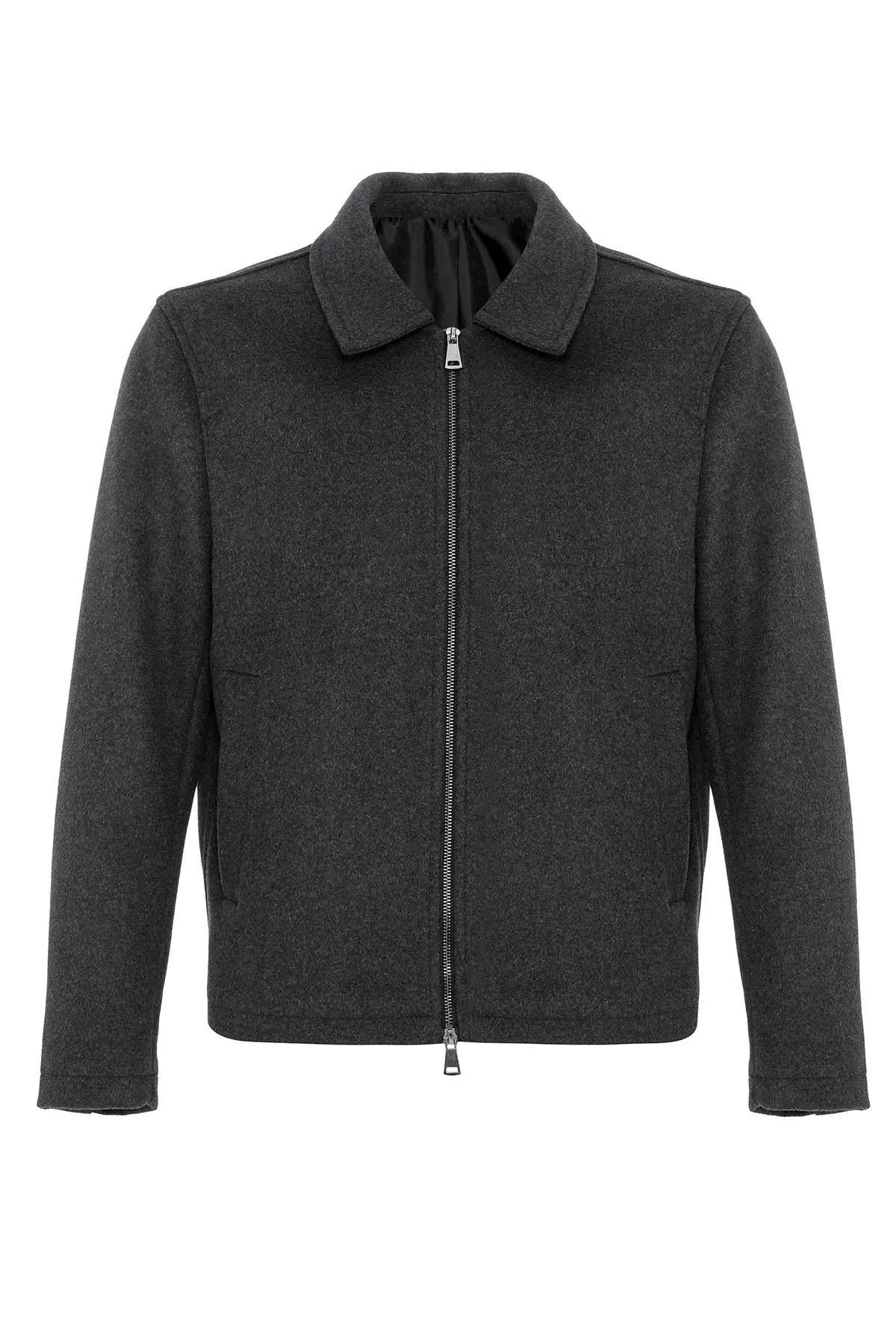 Anthracite Wool-Blend Seasonal Men's Jacket - Wessi