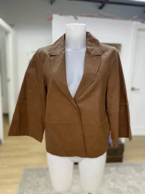 Anthropologie pleather boxy blazer XS