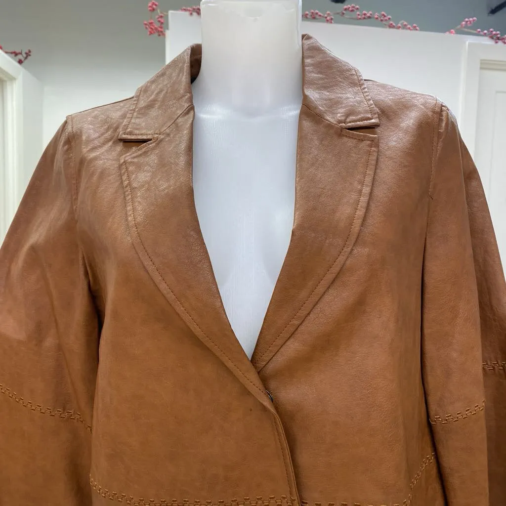 Anthropologie pleather boxy blazer XS