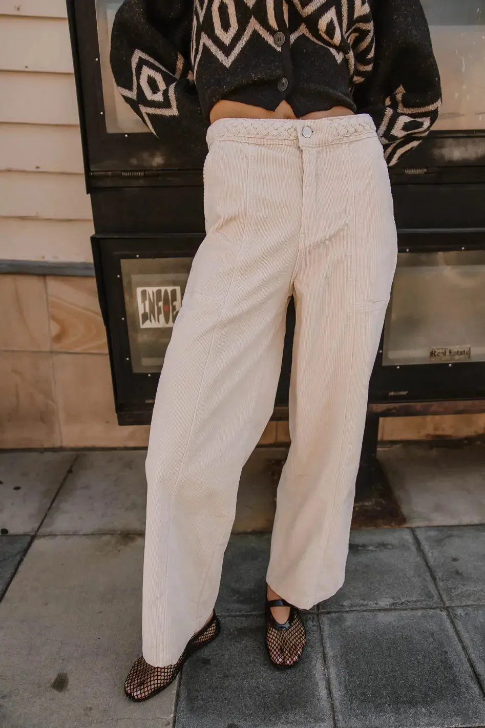 Ariella Corduroy Pants in Ivory