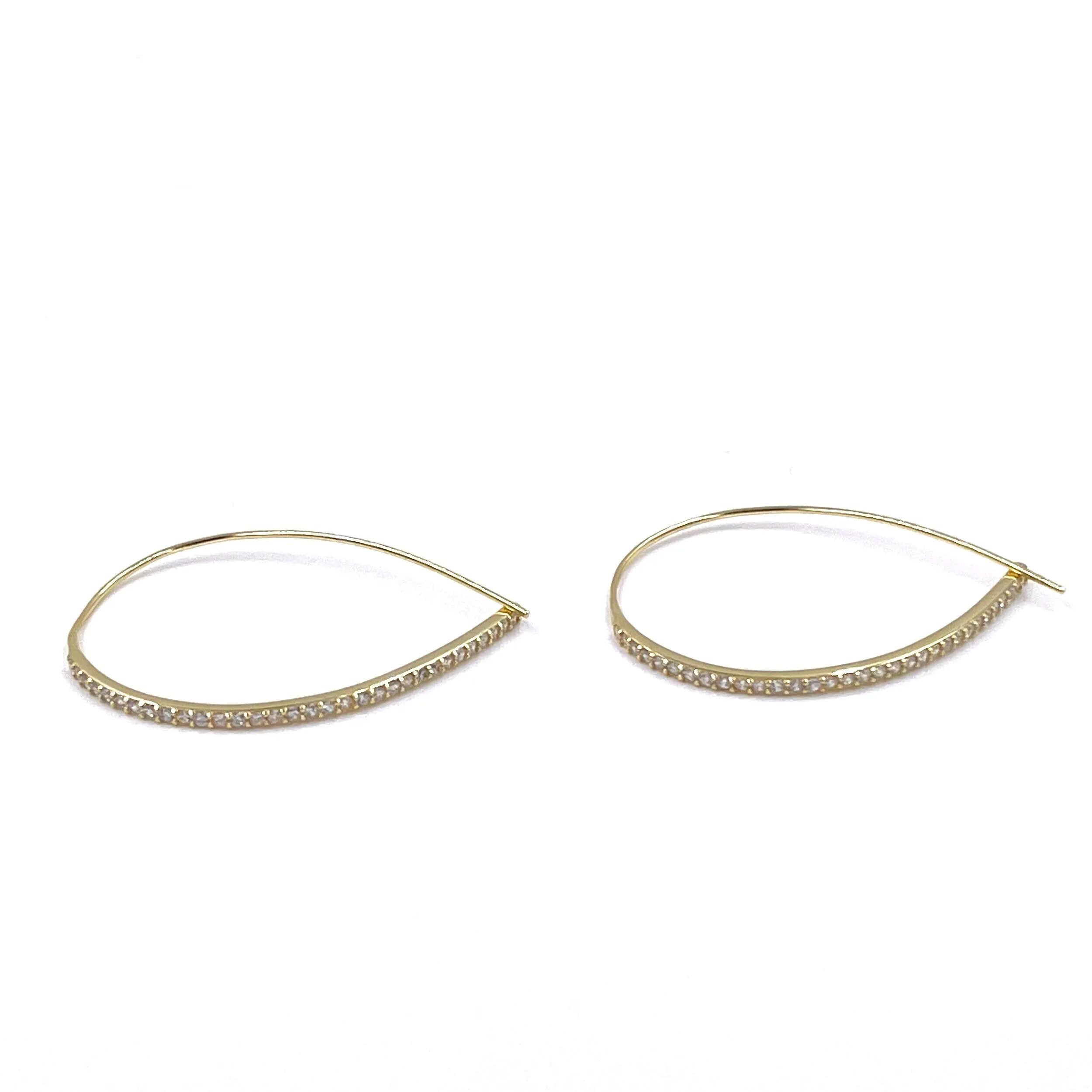 Ashley Gold Sterling Silver Gold Plated Lightweight CZ Hoop Earrings