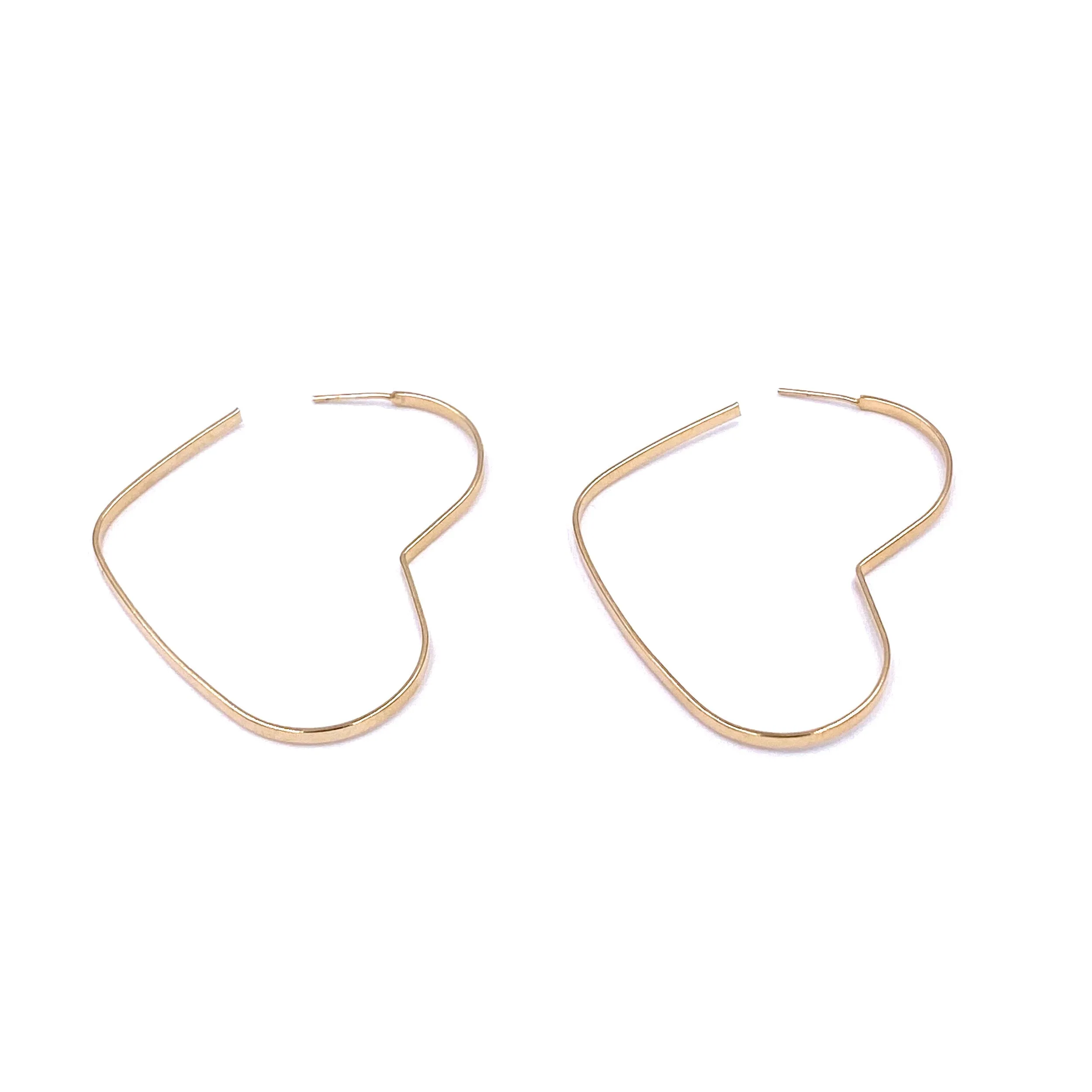 Ashley Gold Sterling Silver Gold Plated Open Lightweight Heart Hoop Earrings