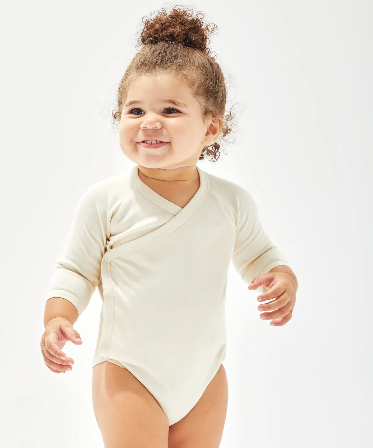 Baby long sleeve kimono bodysuit | Powder Pink