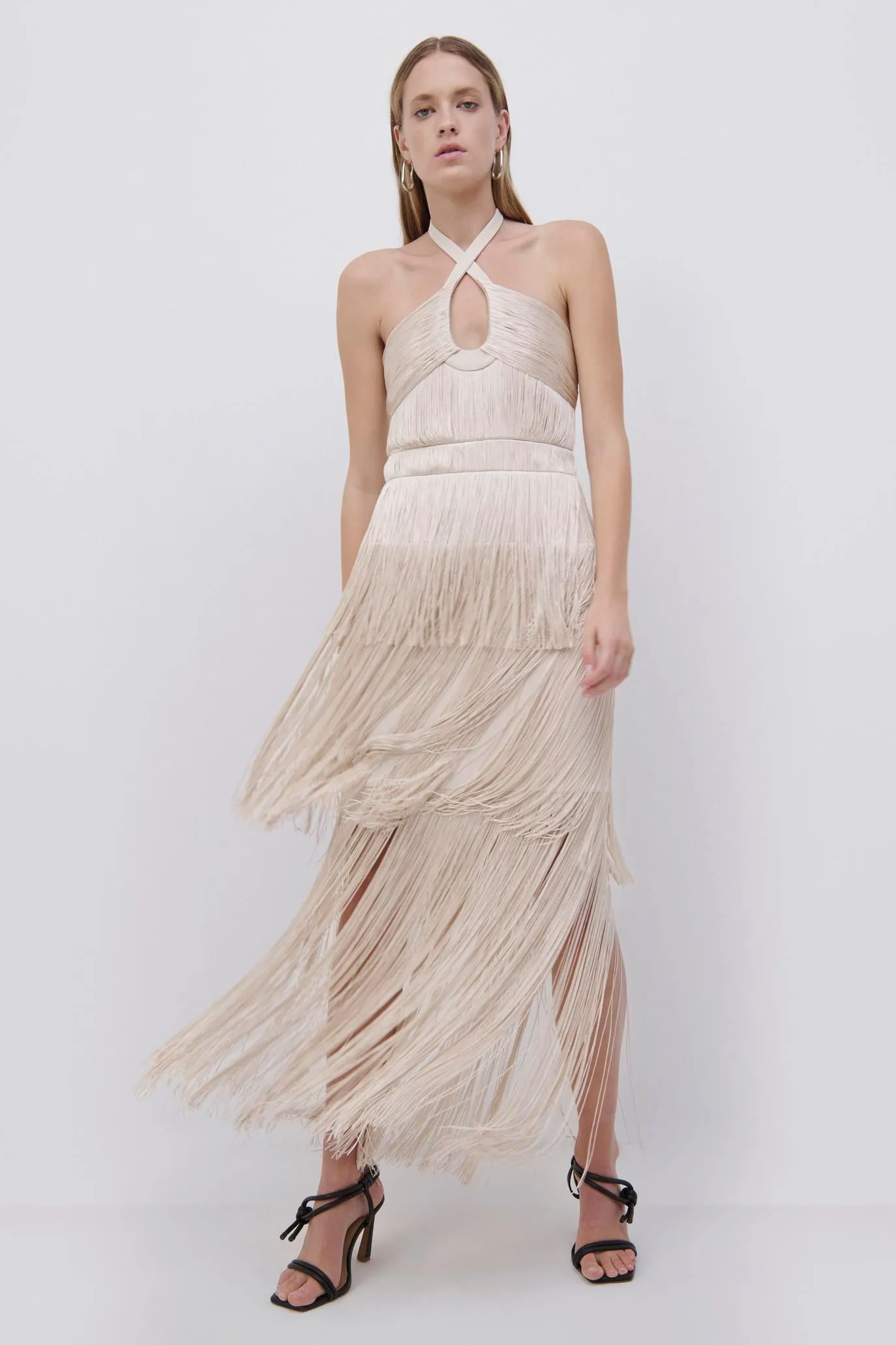 Baldwin Draped Fringe Maxi Dress