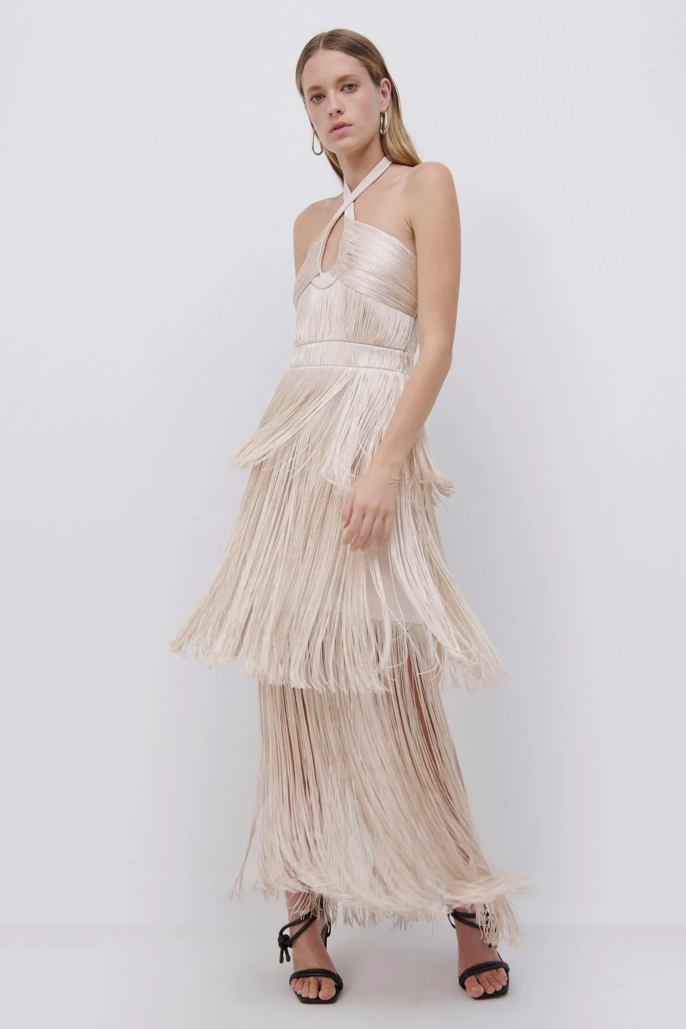 Baldwin Draped Fringe Maxi Dress