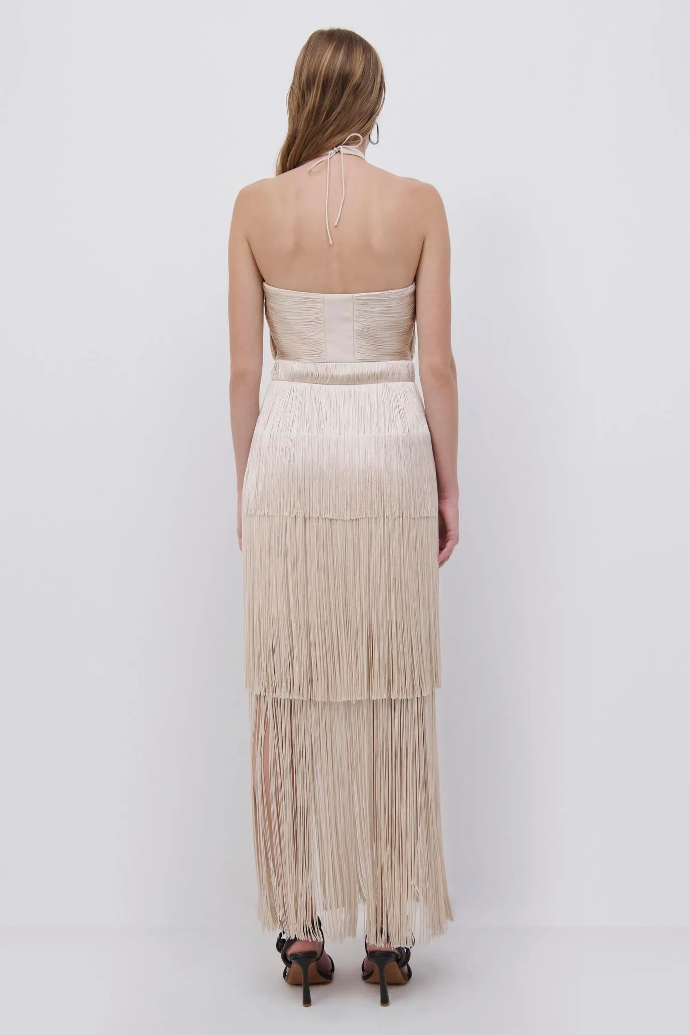 Baldwin Draped Fringe Maxi Dress