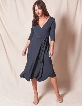 Bamboo / Organic Cotton Wrap Dress - Titanium - Medium and Large Only