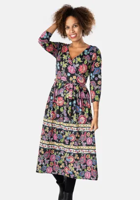 Beatrix Folk Floral Print Midi Dress