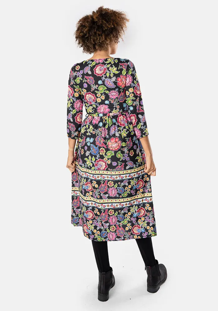 Beatrix Folk Floral Print Midi Dress