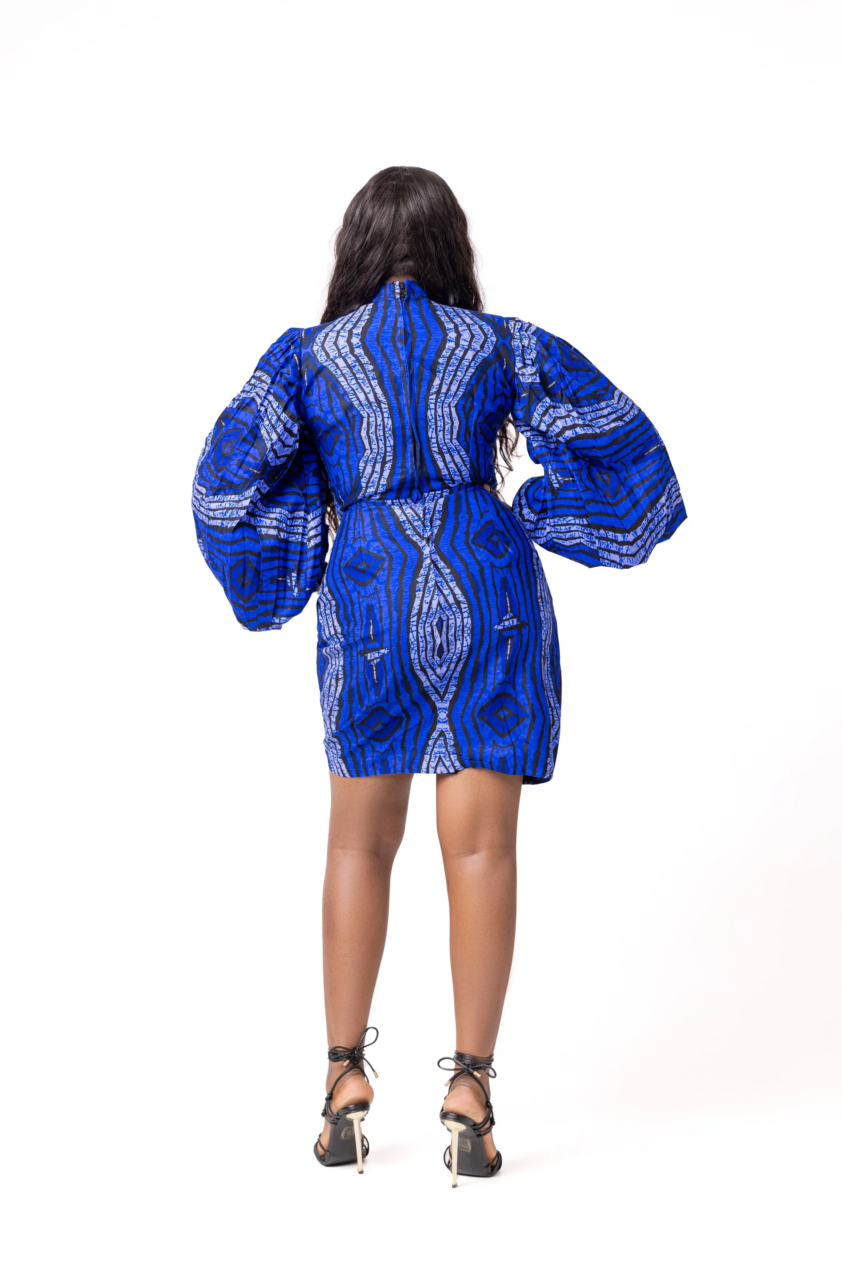 Becca Ankara Short Mini Dress | Blue African Print