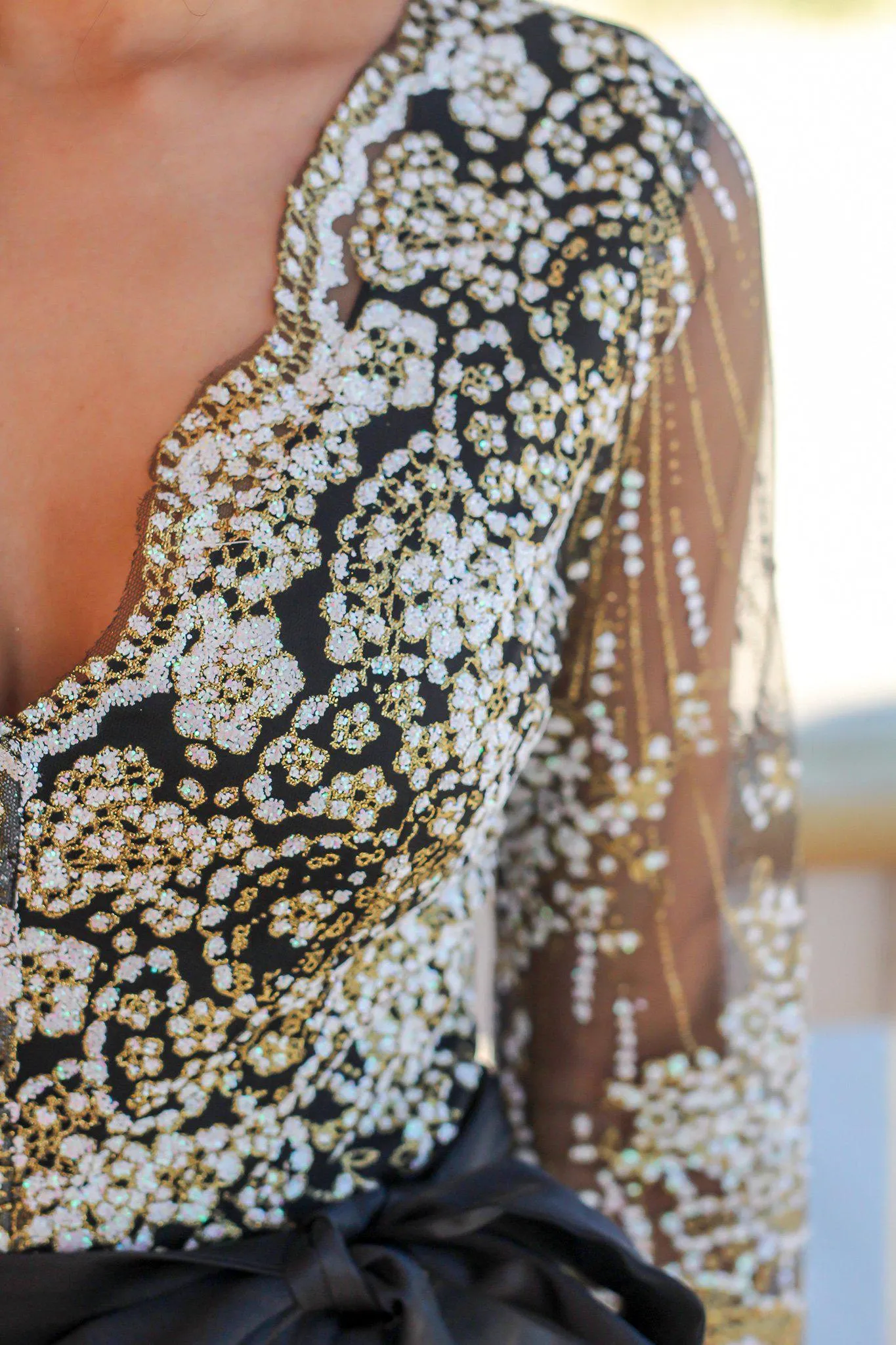 Black and Gold Printed Bodysuit