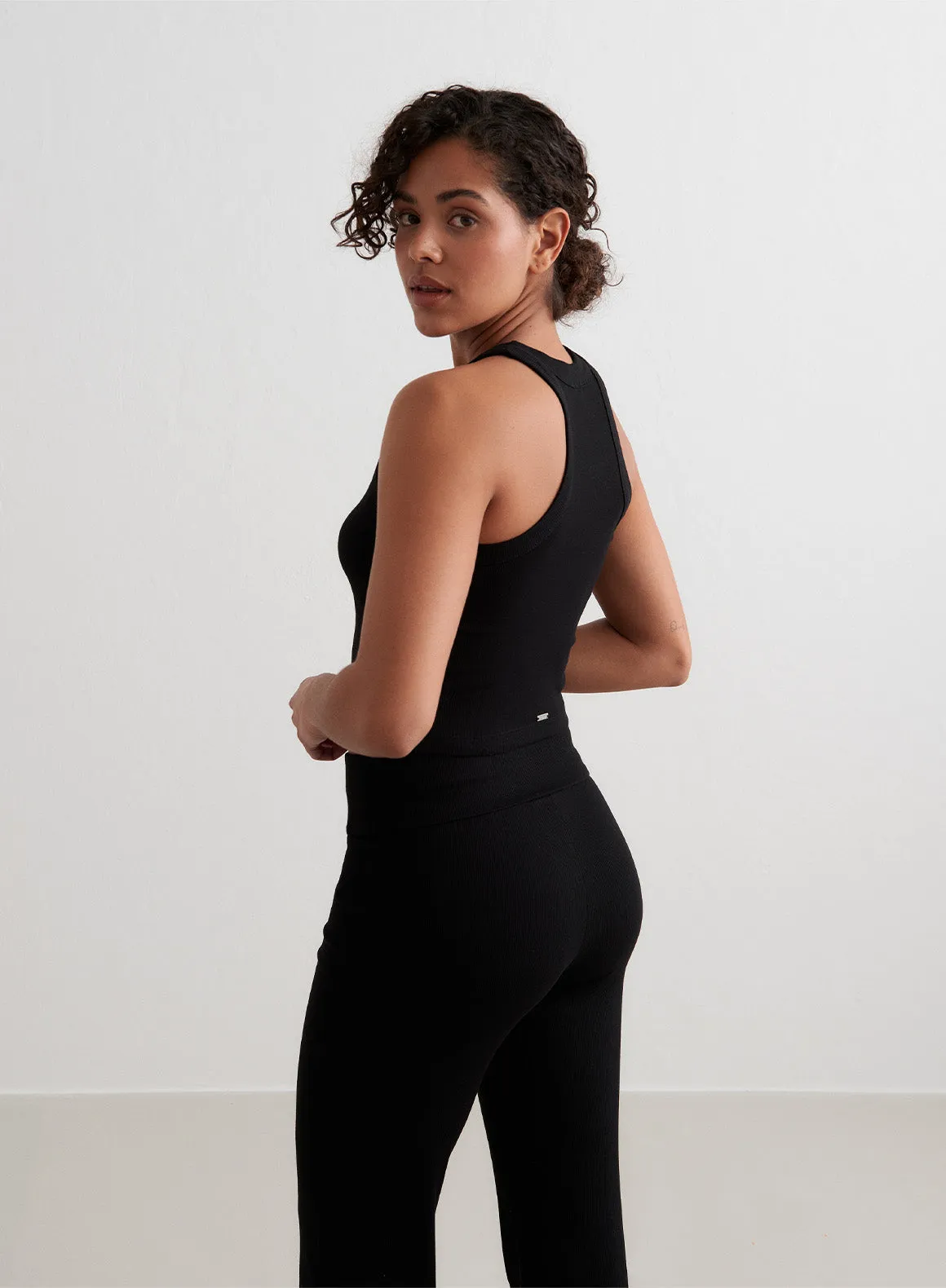 Black Ease Ribbed Tank Top