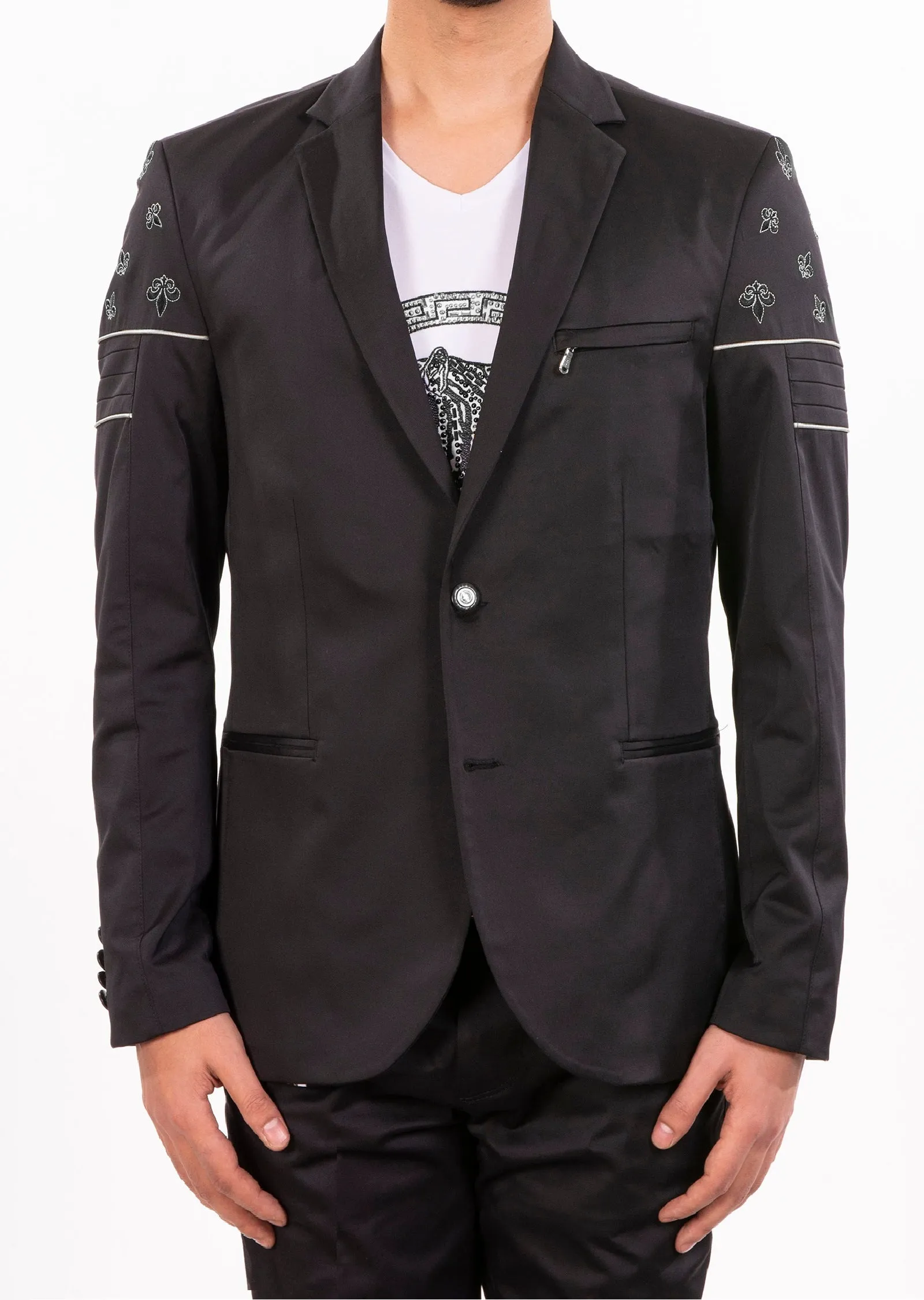 Black Micro "Fleur De Lis" Blazer