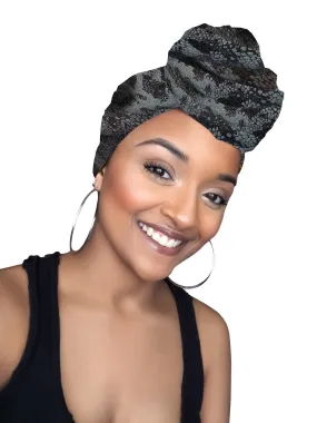 Black Snake  Stretched Fabric Head wrap