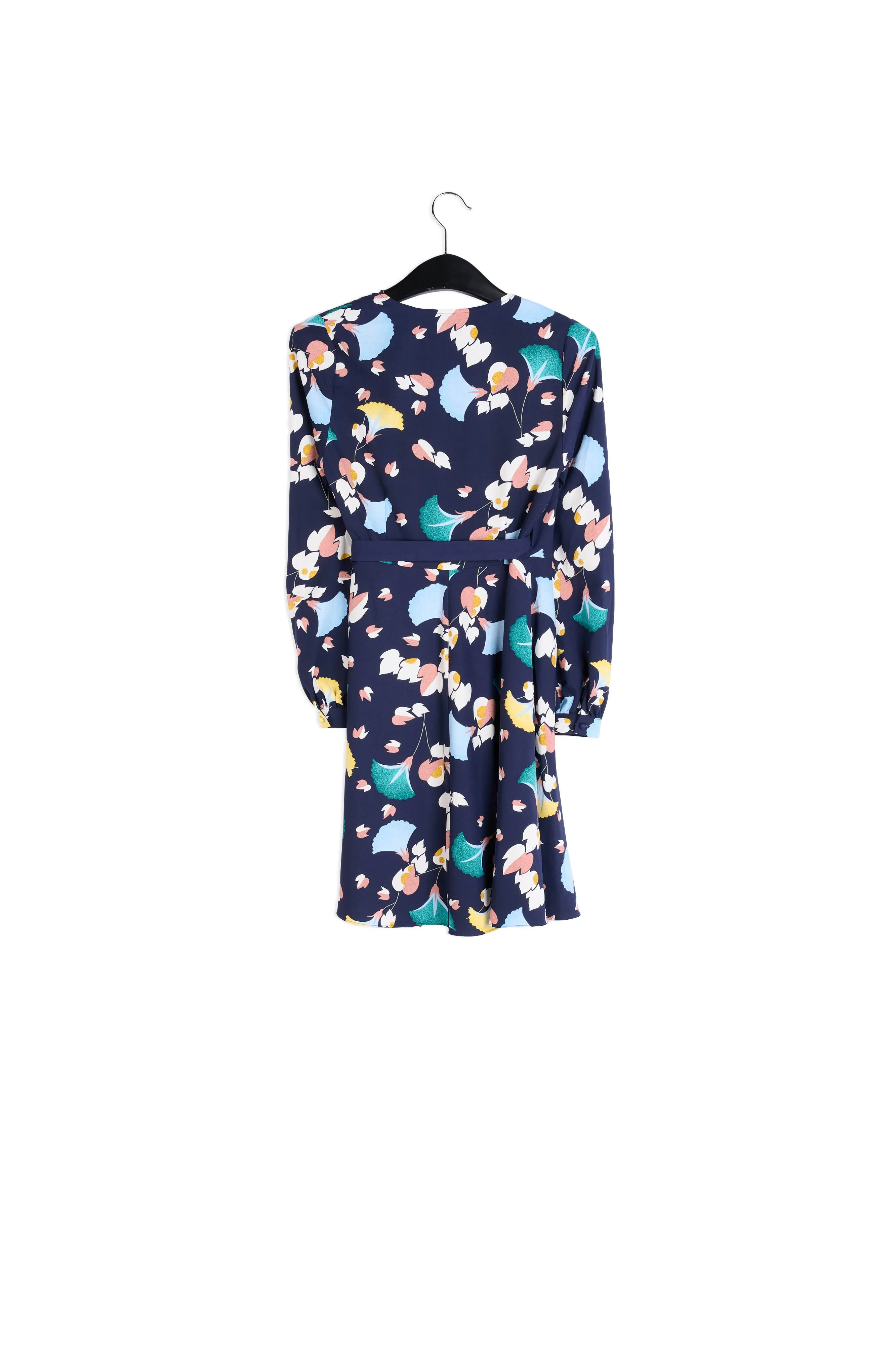 Black wrap dress with flower print