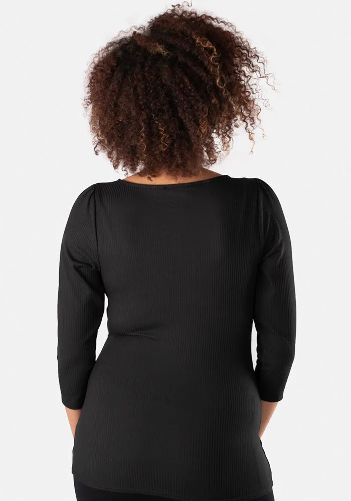 Black Wrap Top 3/4 Sleeve