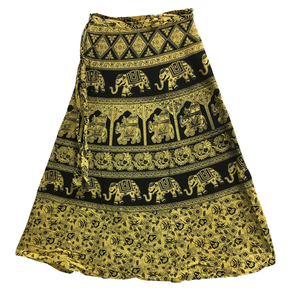 Bohemian Indian Ethnic Block Print Wrap Around Cotton Long Maxi Skirt Bagroo