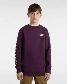 Boys Exposition Check Crew Sweatshirt in Blackberry Wine