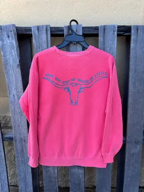 Brand of Cattle Comfort Colors Crewneck Sweatshirt In Watermelon