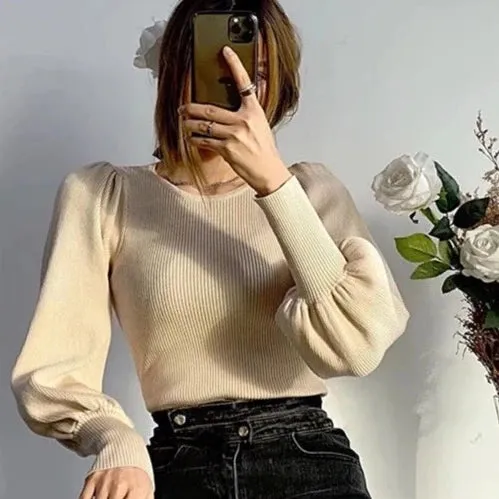 Brooke Basic Puff Sleeve Knit Bodysuit