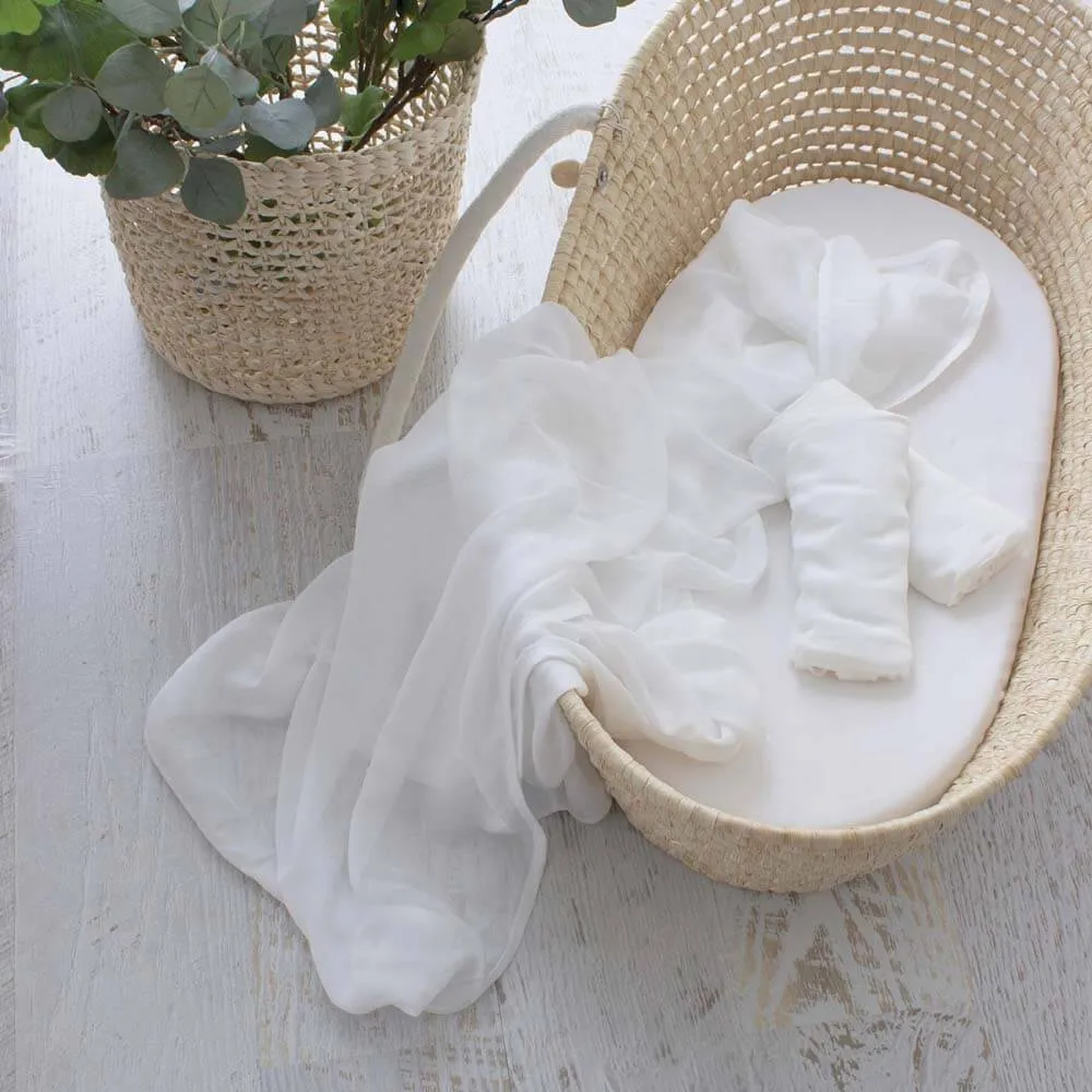 Bubba Blue Bamboo Muslin Wrap White 3pk