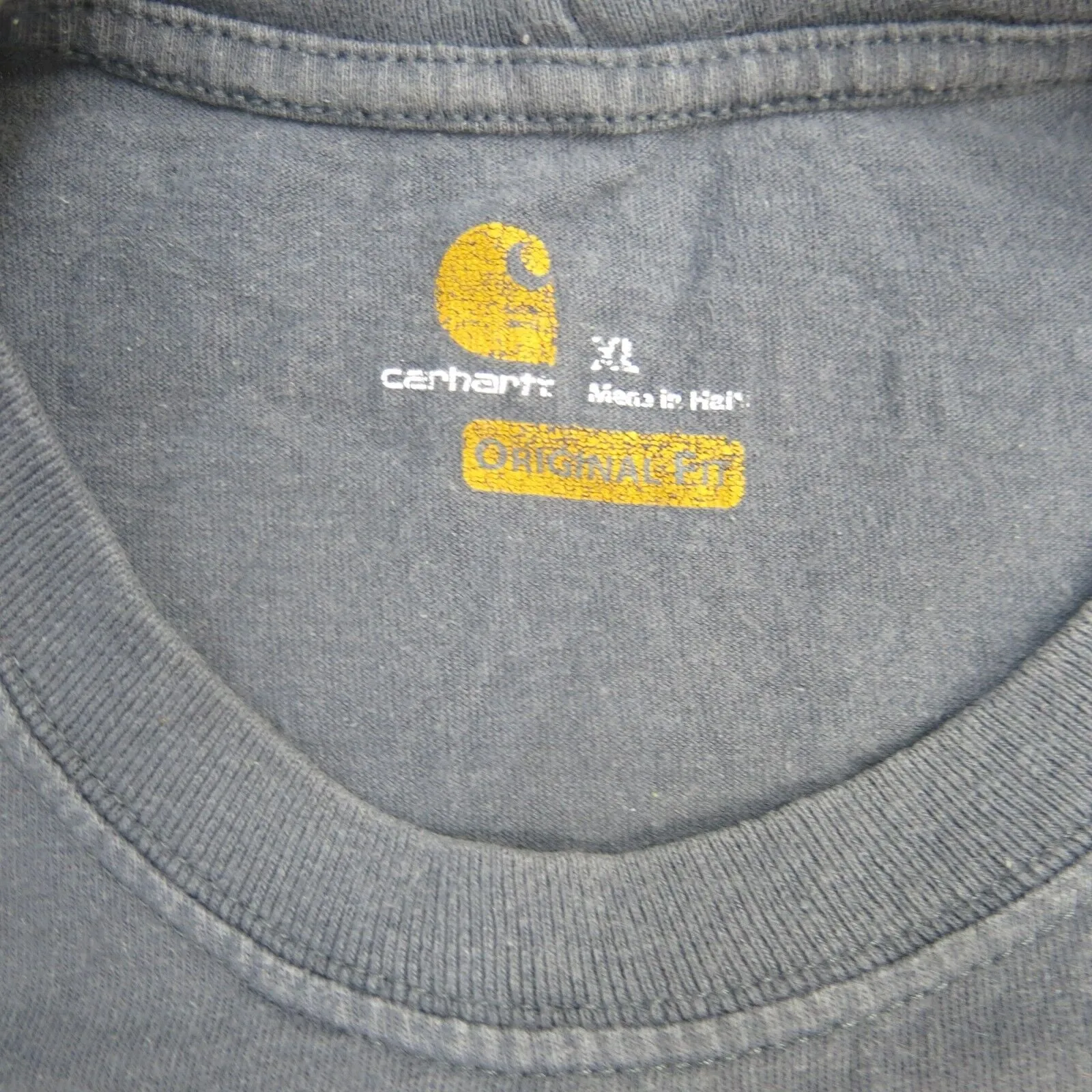 Carhartt Shirt Mens XL Blue Long Sleeve Tee Crew Neck Original Fit Spellout Logo