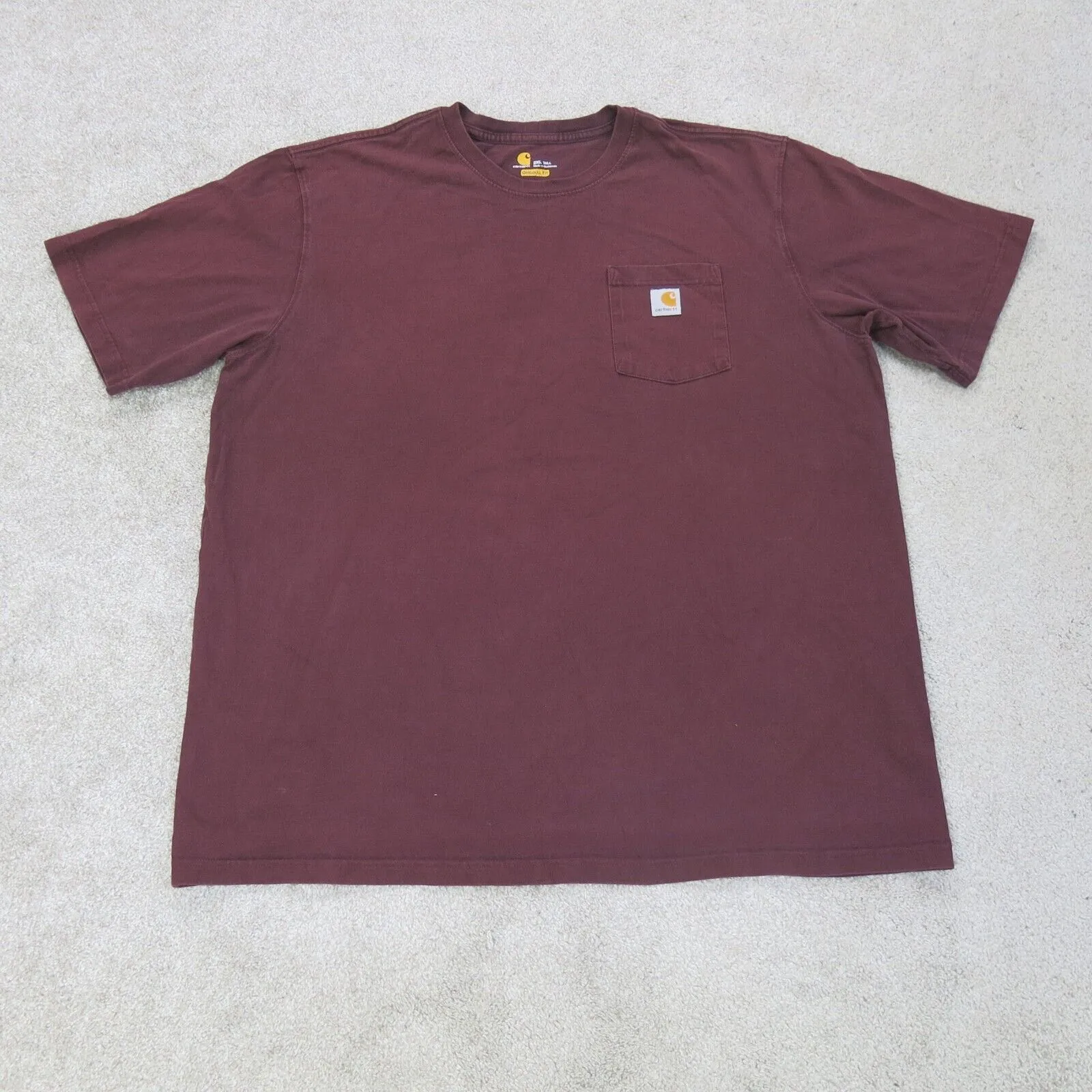 Carhartt Shirts Men 2XL Red Short Sleeve Original Fit Chest Pocket Crew Neck Tee