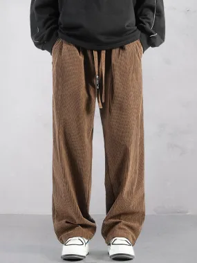 Casual Straight-Leg Corduroy Pants