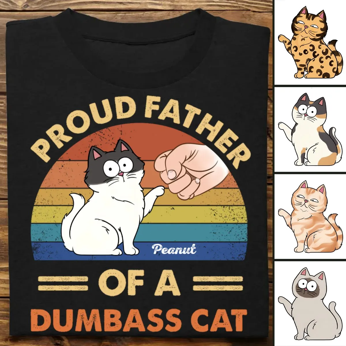 Cat Loves - Father Of Dumbass Cats - Personalized Unisex T-Shirt