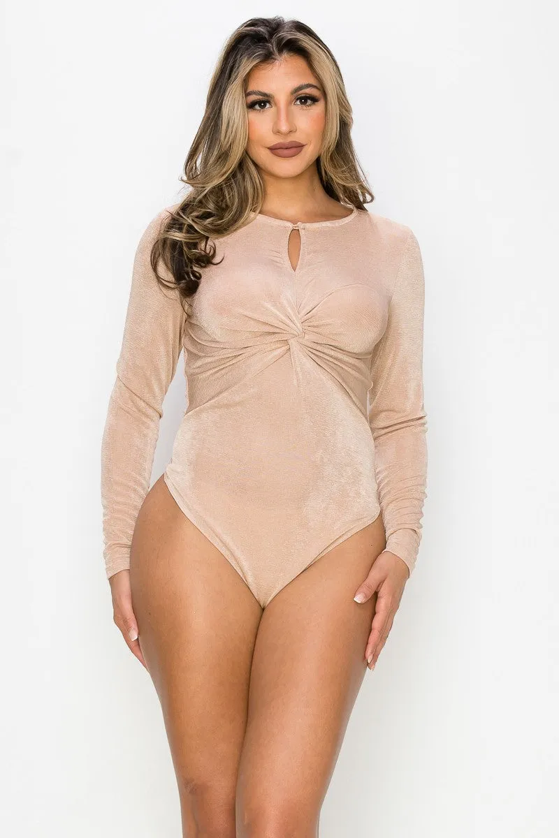 Champagne Twist Front Bodysuit