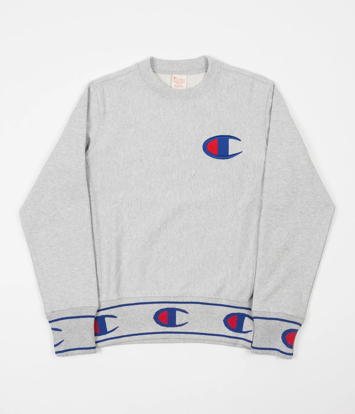 Champion Reverse Weave Embroidered Logo Crewneck Sweatshirt - Grey