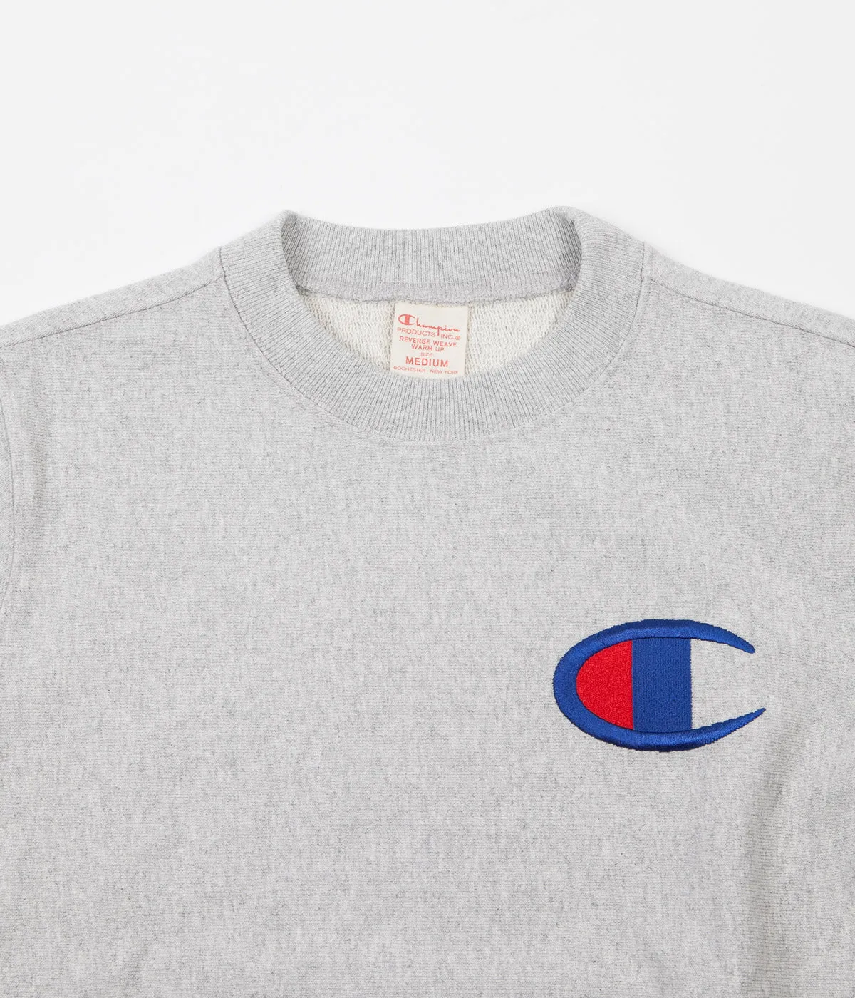 Champion Reverse Weave Embroidered Logo Crewneck Sweatshirt - Grey