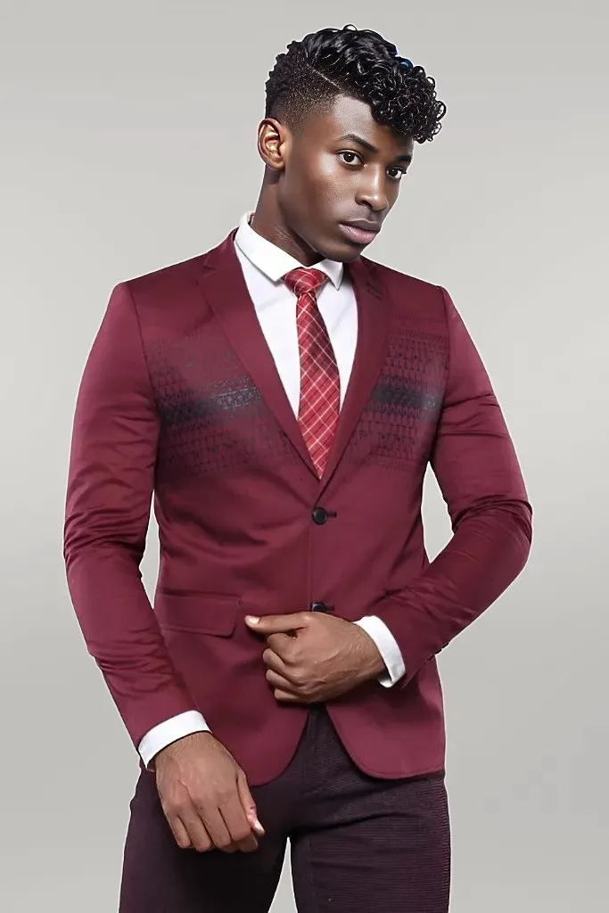 Chest Modeled Slim Fit Burgundy Jacket | Wessi