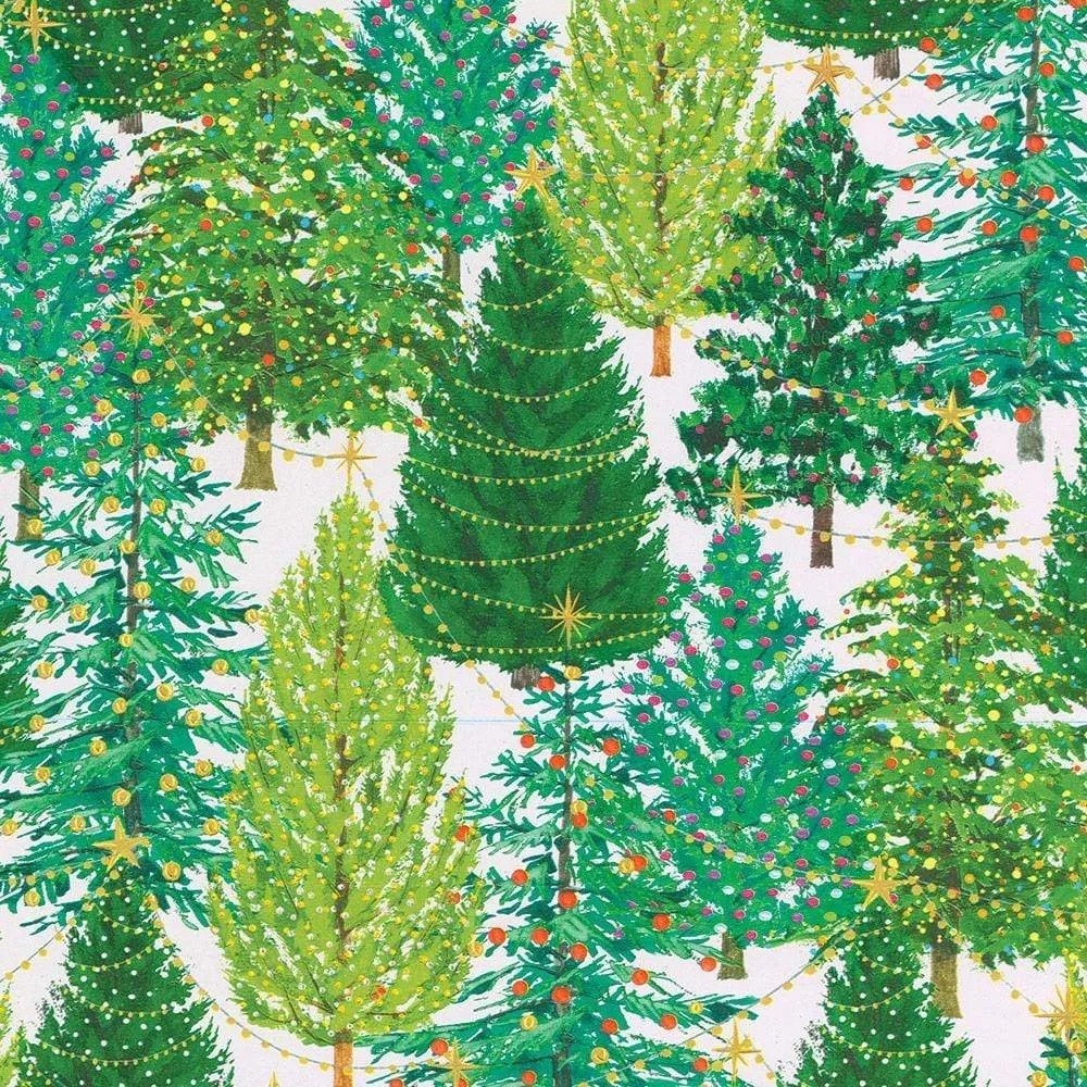 Christmas Trees with Lights Wrapping Paper