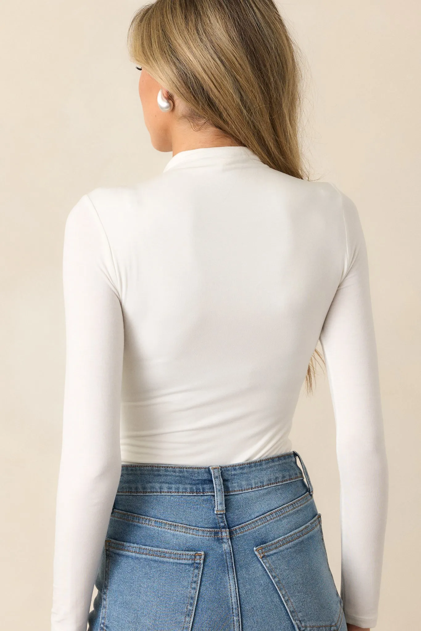 Come Back Around Ivory Mock Neck Bodysuit