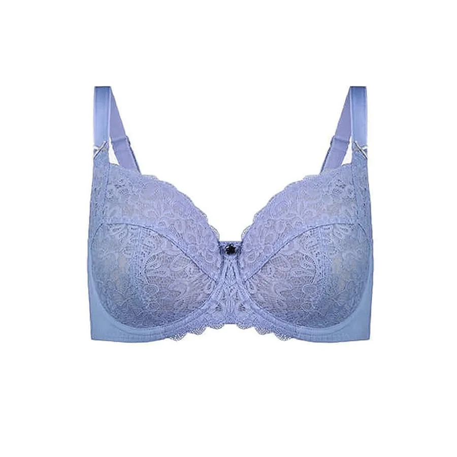 Contrast Lace Full Cup Bra - Lavender Lustre