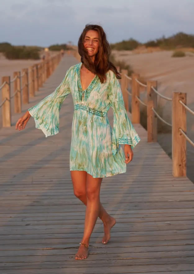 Cora Tunic Dress // Tanit Tie Dye - Green