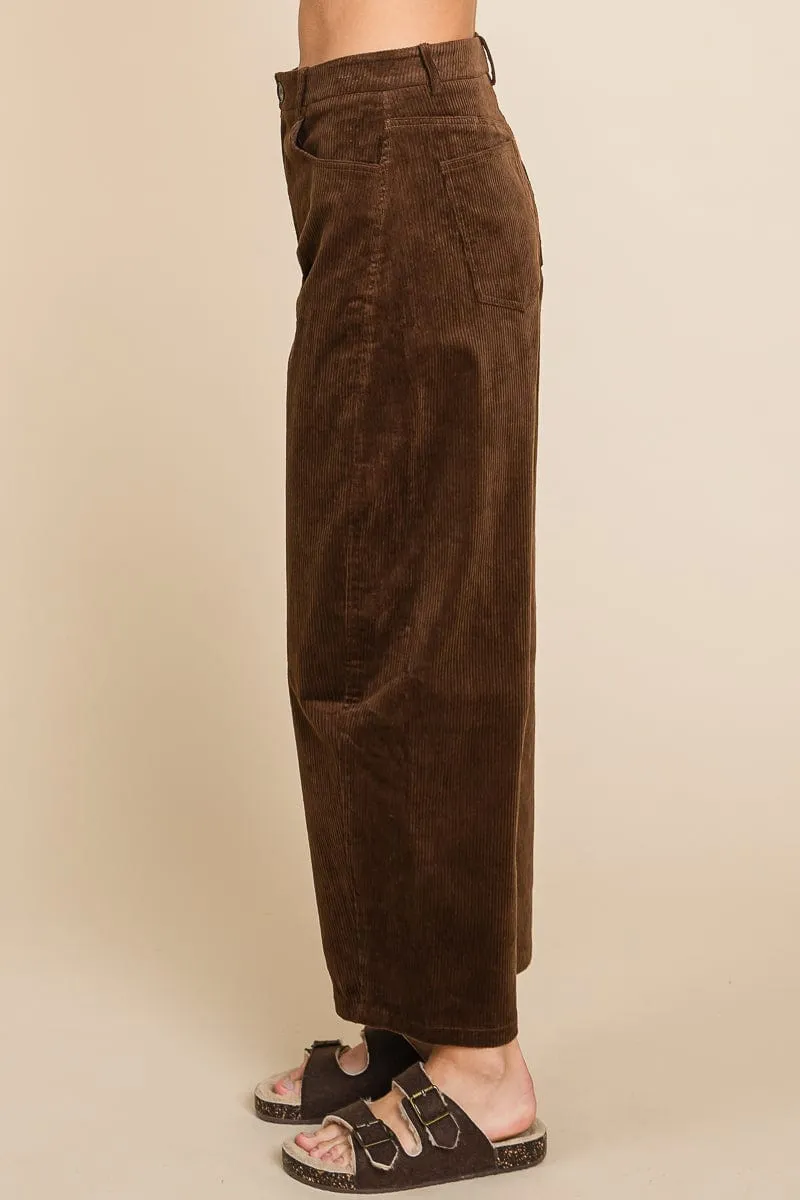 Corduroy Wide Leg Horseshoe Relaxed Fit Pants