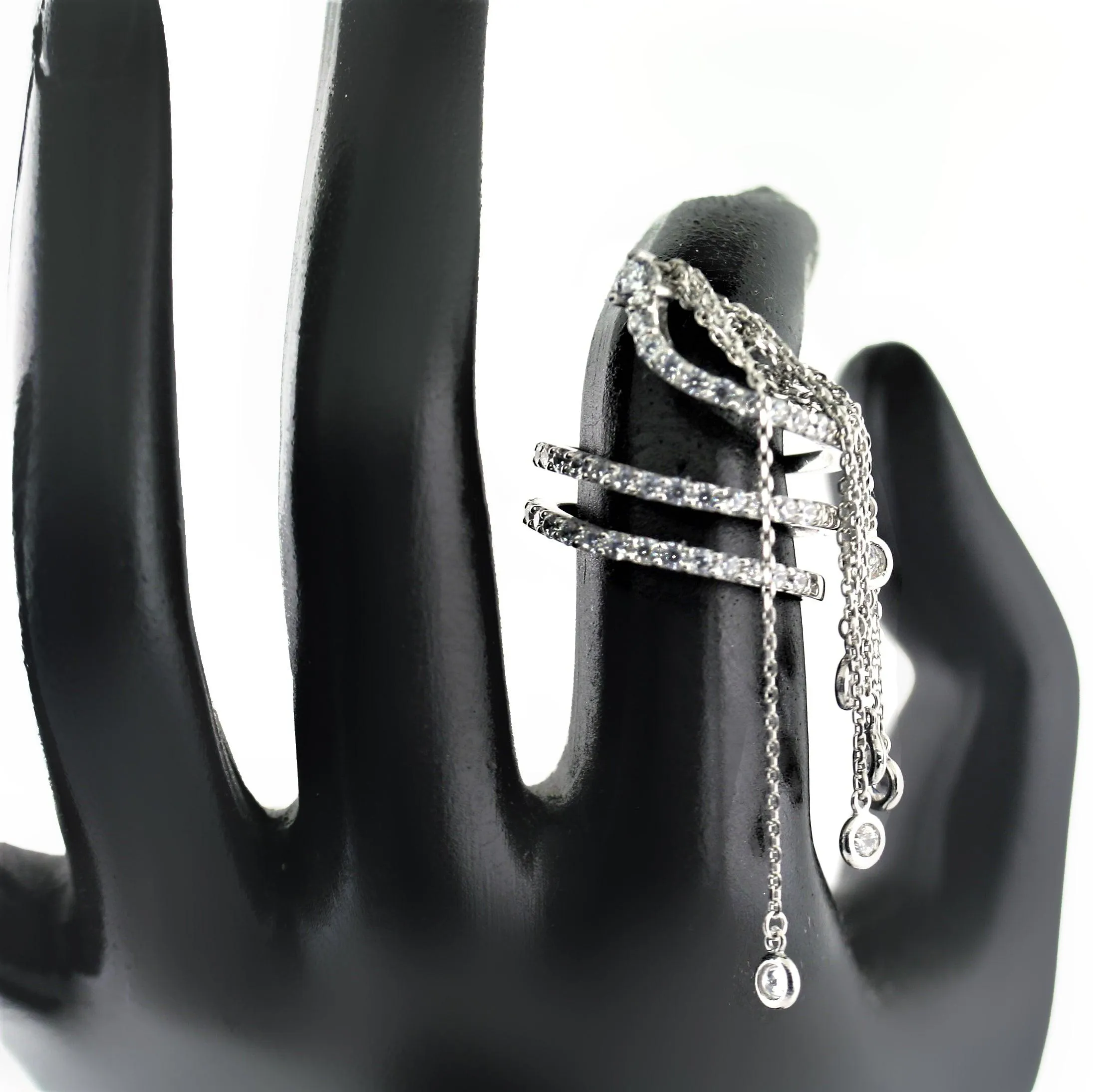 Cubic Zirconia Sterling Silver Tassel Wrap Ring