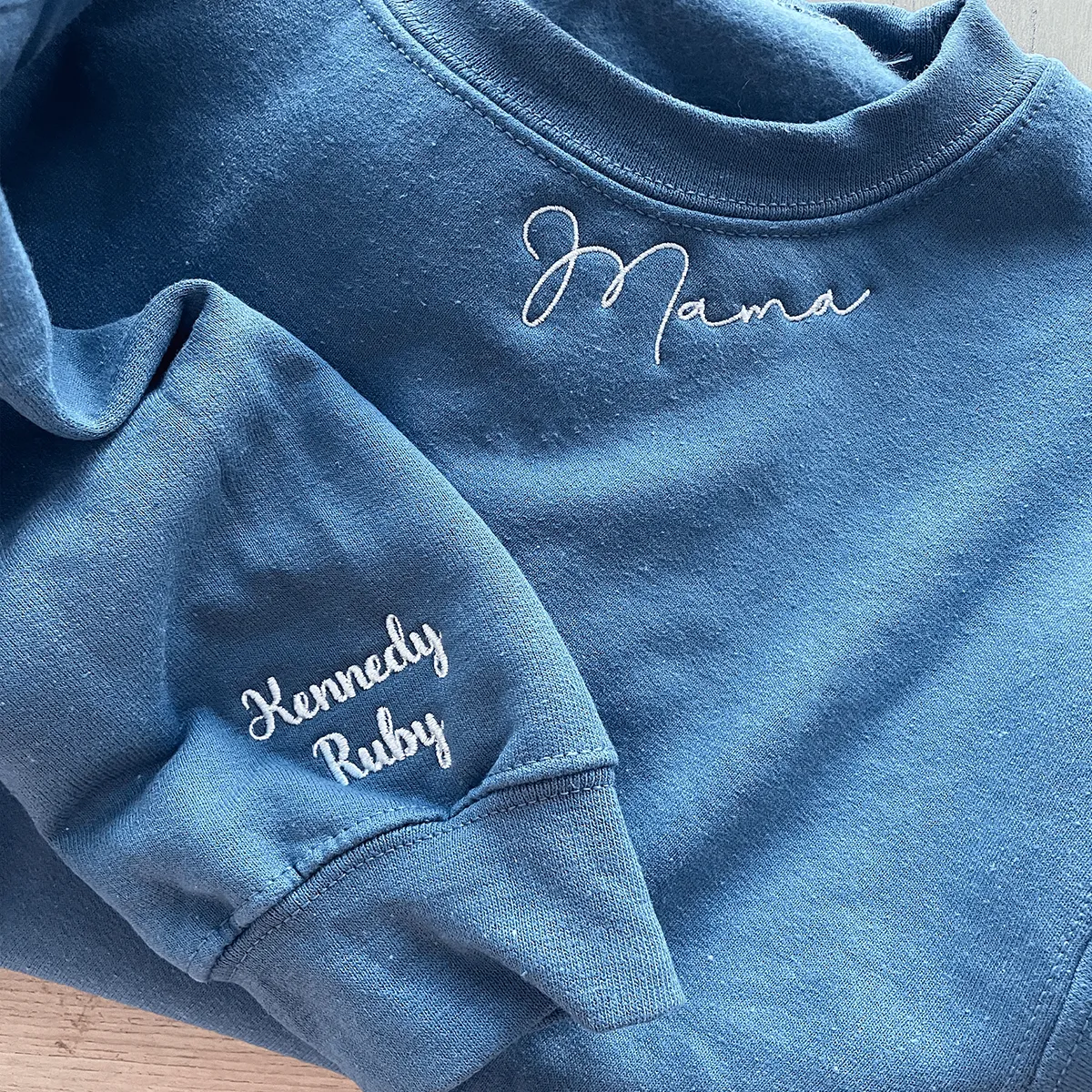 Custom Embroidered Collar Sweatshirt or Hoodie with Any Text Name or Roman Numeral Date