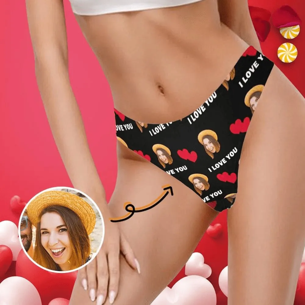 Custom Face Briefs Personalized Love Heart Panties Underwear with Photo Women's High-cut Briefs Valentine Gift for Her